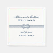 Serviette En Papier Monogramme Mariage nautique bleu marine (Devant)