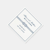 Serviette En Papier Monogramme Mariage nautique bleu marine (Coin)