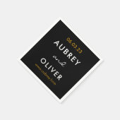 Serviette En Papier Monogramme Mariage noir minimaliste (Coin)