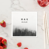 Serviette En Papier Monogramme Mariage personnalisé simple Arbres rust (En situation)