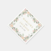 Serviette En Papier Monogramme Mariage rose et or Floral Boho (Coin)