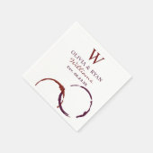 Serviette En Papier Monogramme Mariage Rustique de vin rouge foncé (Coin)