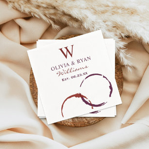 Serviette En Papier Monogramme Mariage Rustique de vin rouge foncé