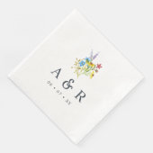Serviette En Papier Monogramme Mariage rustique et dynamique (Coin)