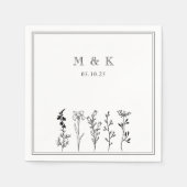 Serviette En Papier Monogramme Mariage simple et élégant (Devant)