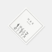 Serviette En Papier Monogramme Mariage simple et élégant (Coin)