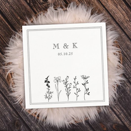 Serviette En Papier Monogramme Mariage simple et élégant