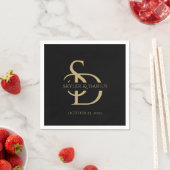 Serviette En Papier Monogramme Mariage Simple Personnalisé Avec Nom (En situation)