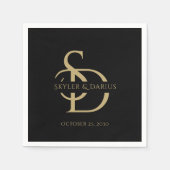 Serviette En Papier Monogramme Mariage Simple Personnalisé Avec Nom (Devant)