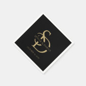 Serviette En Papier Monogramme Mariage Simple Personnalisé Avec Nom (Coin)