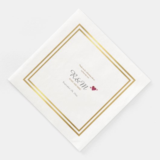 Serviette En Papier monogramme mariage sur le dîner blanc (Coin)