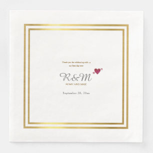Serviette En Papier monogramme mariage sur le dîner blanc