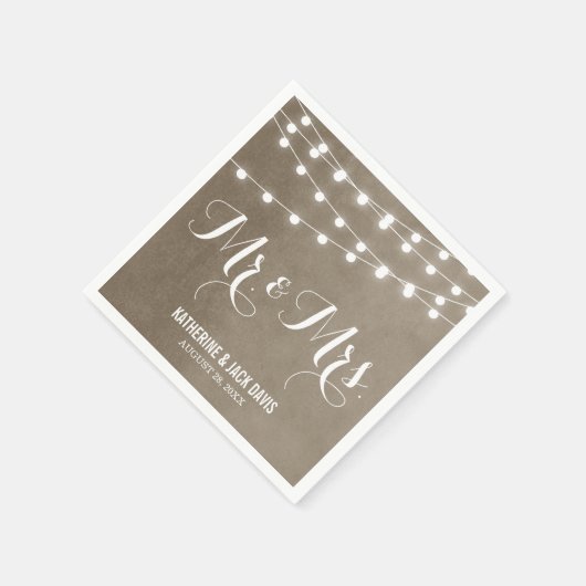 Serviette En Papier Monogramme Mariage Taupe String (Coin)