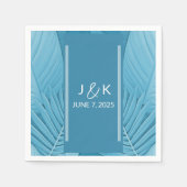 Serviette En Papier Monogramme mariage | Turquoise tropical (Devant)
