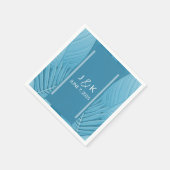 Serviette En Papier Monogramme mariage | Turquoise tropical (Coin)