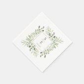 Serviette En Papier Monogramme Mariage Verdure Foliage Gold Napkins (Coin)