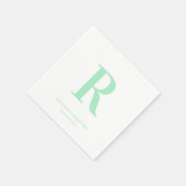 Serviette En Papier Monogramme Mariage vert de la menthe moderne (Coin)