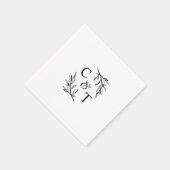 Serviette En Papier Monogramme Mariage vert simple (Coin)