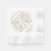 Serviette En Papier Monogramme Mariage vintage d'or (Devant)