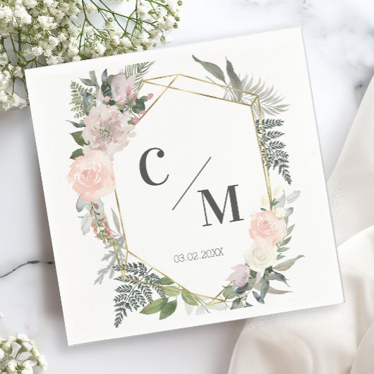 Serviette En Papier Monogramme Mariages floraux