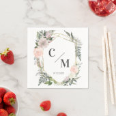 Serviette En Papier Monogramme Mariages floraux (En situation)