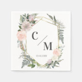 Serviette En Papier Monogramme Mariages floraux (Devant)