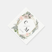 Serviette En Papier Monogramme Mariages floraux (Coin)