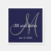 Serviette En Papier Monogramme Mariée Groom Date Mariage Papier servie (Devant)