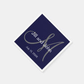 Serviette En Papier Monogramme Mariée Groom Date Mariage Papier servie (Coin)