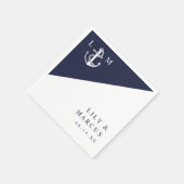 Serviette En Papier Monogramme marin bleu minimaliste Mariage (Coin)