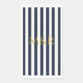 Serviette En Papier Monogramme Marine Bleu Stripes Mariage rayé (Devant)