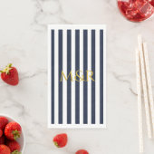 Serviette En Papier Monogramme Marine Bleu Stripes Mariage rayé (En situation)
