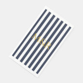 Serviette En Papier Monogramme Marine Bleu Stripes Mariage rayé (Coin)