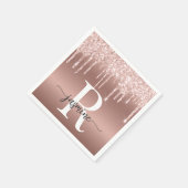 Serviette En Papier Monogramme métallisé avec gouttes de paillettes ro (Coin)