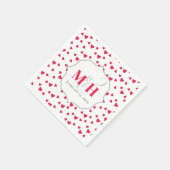 Serviette En Papier Monogramme Mignon de Style Fantaisiste avec des Cœ (Coin)