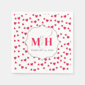 Serviette En Papier Monogramme Mignon Tendance Fantaisiste Cœurs Éléga (Devant)