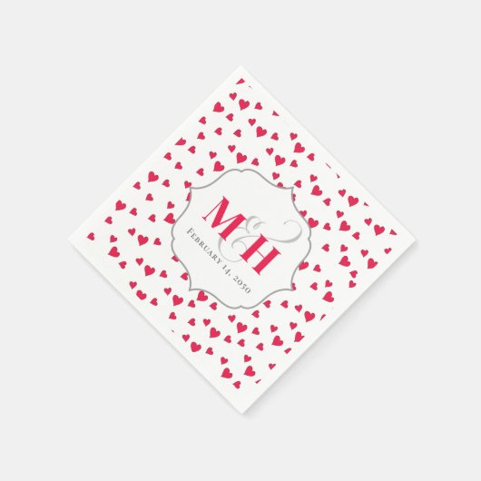 Serviette En Papier Monogramme Mignon Tendance Fantaisiste Cœurs Éléga (Coin)