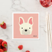 Serviette En Papier Monogramme. Mignonne Chien-taureau français. (En situation)