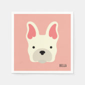 Serviette En Papier Monogramme. Mignonne Chien-taureau français. (Devant)