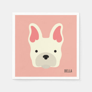 Serviette En Papier Monogramme. Mignonne Chien-taureau français.