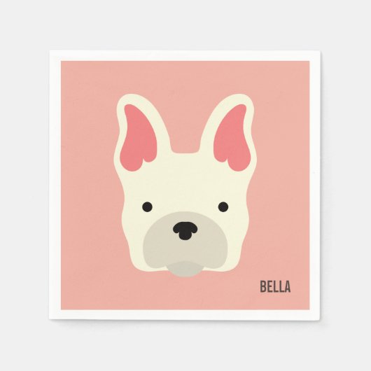 Serviette En Papier Monogramme. Mignonne Chien-taureau français. (Devant)