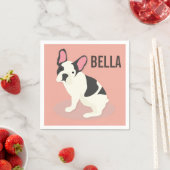 Serviette En Papier Monogramme. Mignonne Chien-taureau français. (En situation)