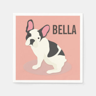 Serviette En Papier Monogramme. Mignonne Chien-taureau français.