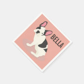Serviette En Papier Monogramme. Mignonne Chien-taureau français. (Coin)