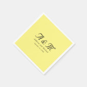 Serviette En Papier Monogramme, Minimal, Élégant, Jaune, Mariage (Coin)