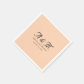 Serviette En Papier Monogramme, Minimal, Élégant, Pêche, Mariage (Coin)