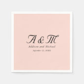 Serviette En Papier Monogramme, Minimal, Élégant, Rose Clair, Mariage (Devant)