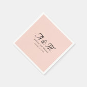 Serviette En Papier Monogramme, Minimal, Élégant, Rose Clair, Mariage (Coin)