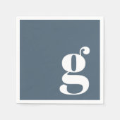 Serviette En Papier Monogramme minimal initial en bleu foncé foncé Dus (Devant)