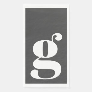 Serviette En Papier Monogramme minimal initial en gras noir